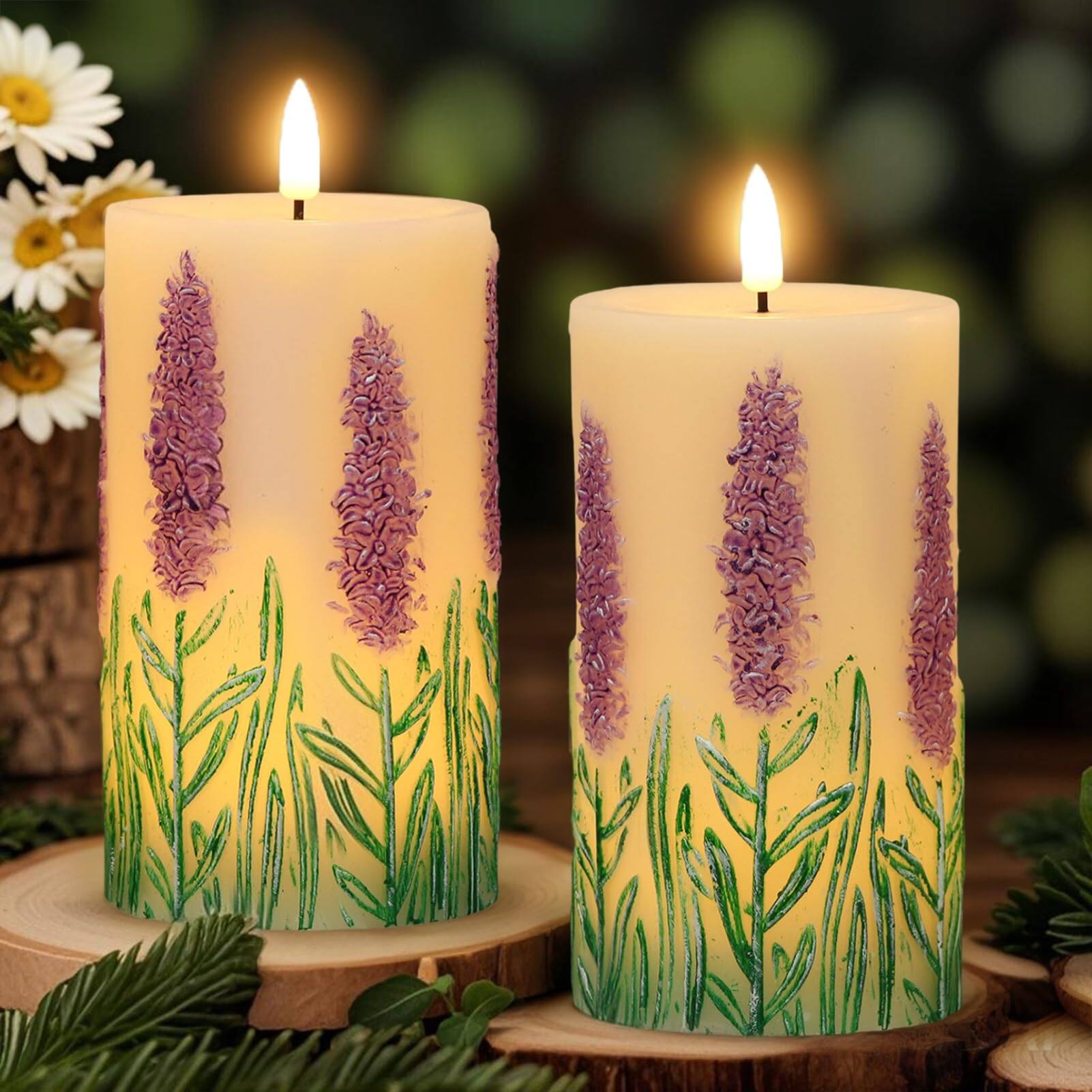 Luminara 2-Pack Artistial Pine Cone LED Candles – Flameless, Unscented, Real Wax Effect With Flicker & Timer