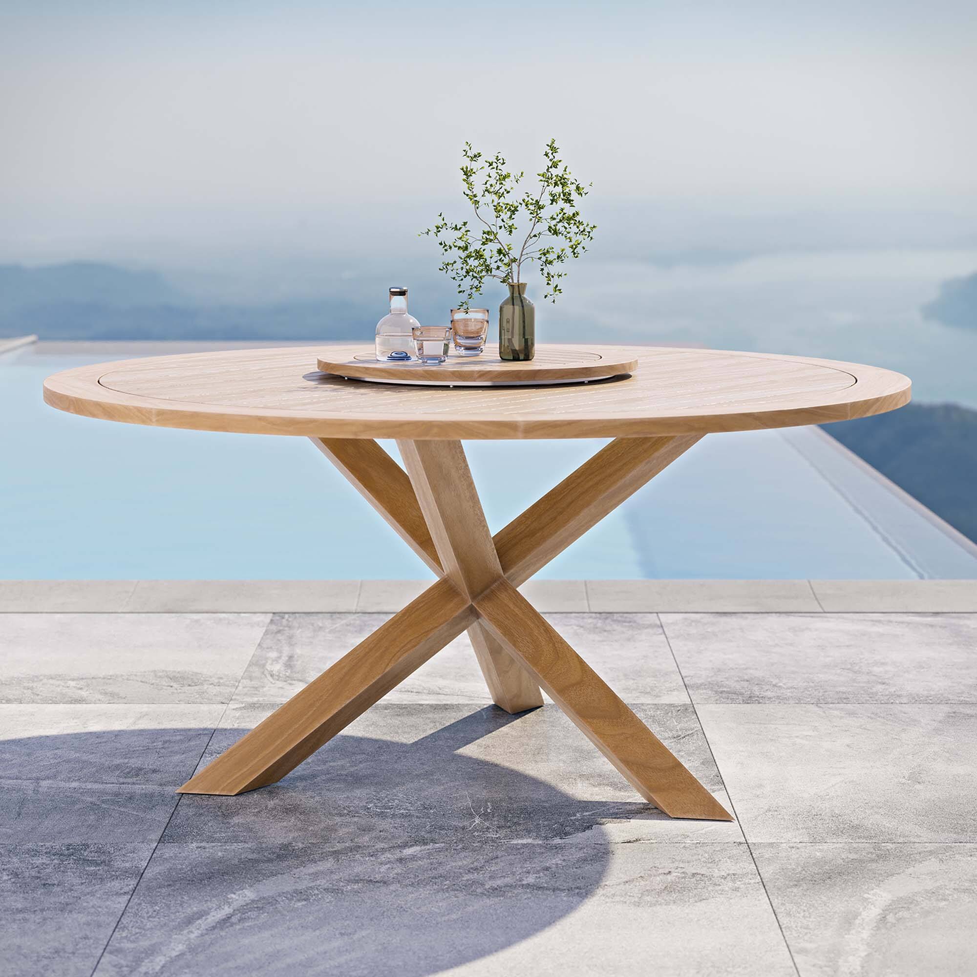 Front. Modway - Wellspring 63" Outdoor Patio Teak Wood Dining Table by Modway - Natural.