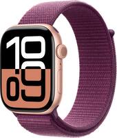 Apple Watch Series 10 GPS 46mm Aluminum Case with Plum Sport Loop Rose Gold MWWV3LW A Best Buy