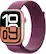 Angle. Apple - Apple Watch Series 10 (GPS) 46mm Aluminum Case with Plum Sport Loop - Rose Gold.