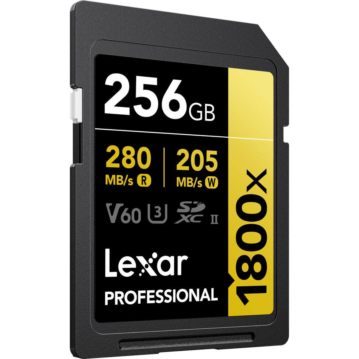 256 GB 280 MB/s R 205 MB/s W 1800X V60 U3 S2 XC II Lexar PROFESSIONAL