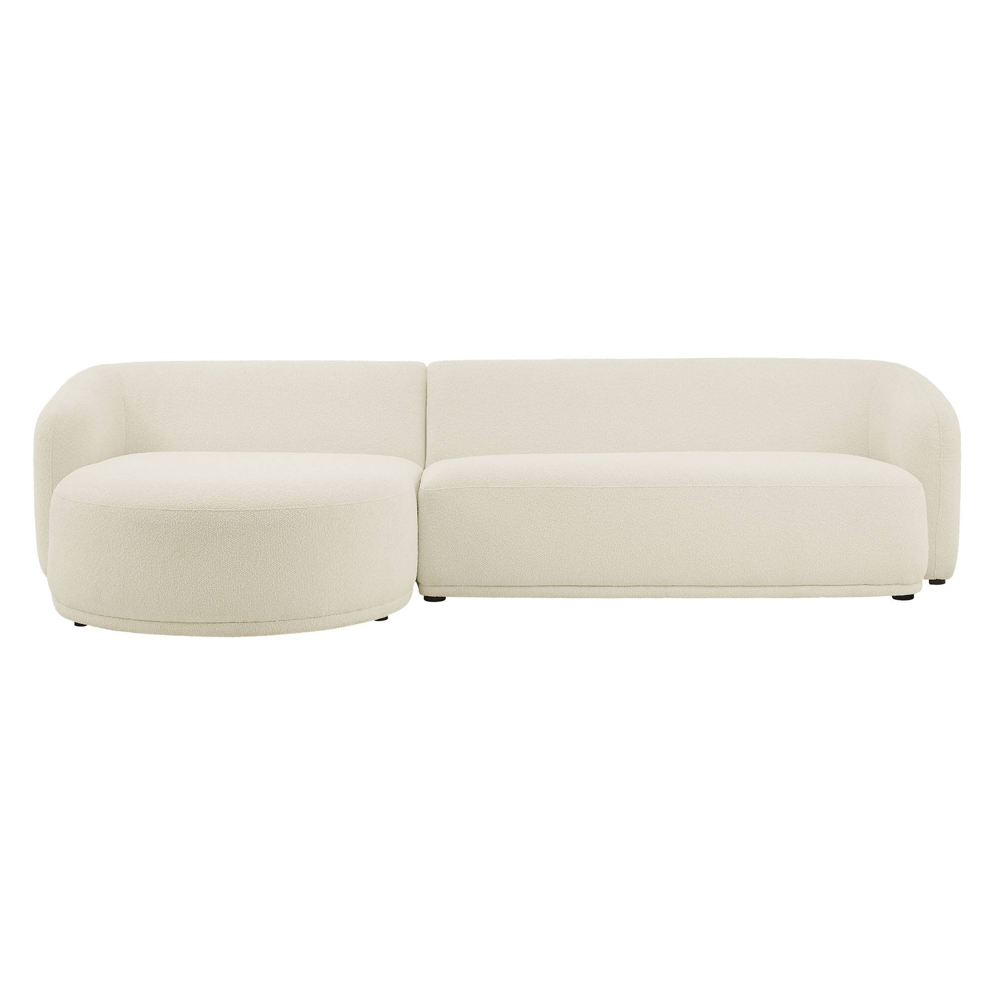 Alt View 5. Modway - Monica 2 Piece Left Facing Boucle Fabric Modular Sofa with Chaise by Modway - Cream.