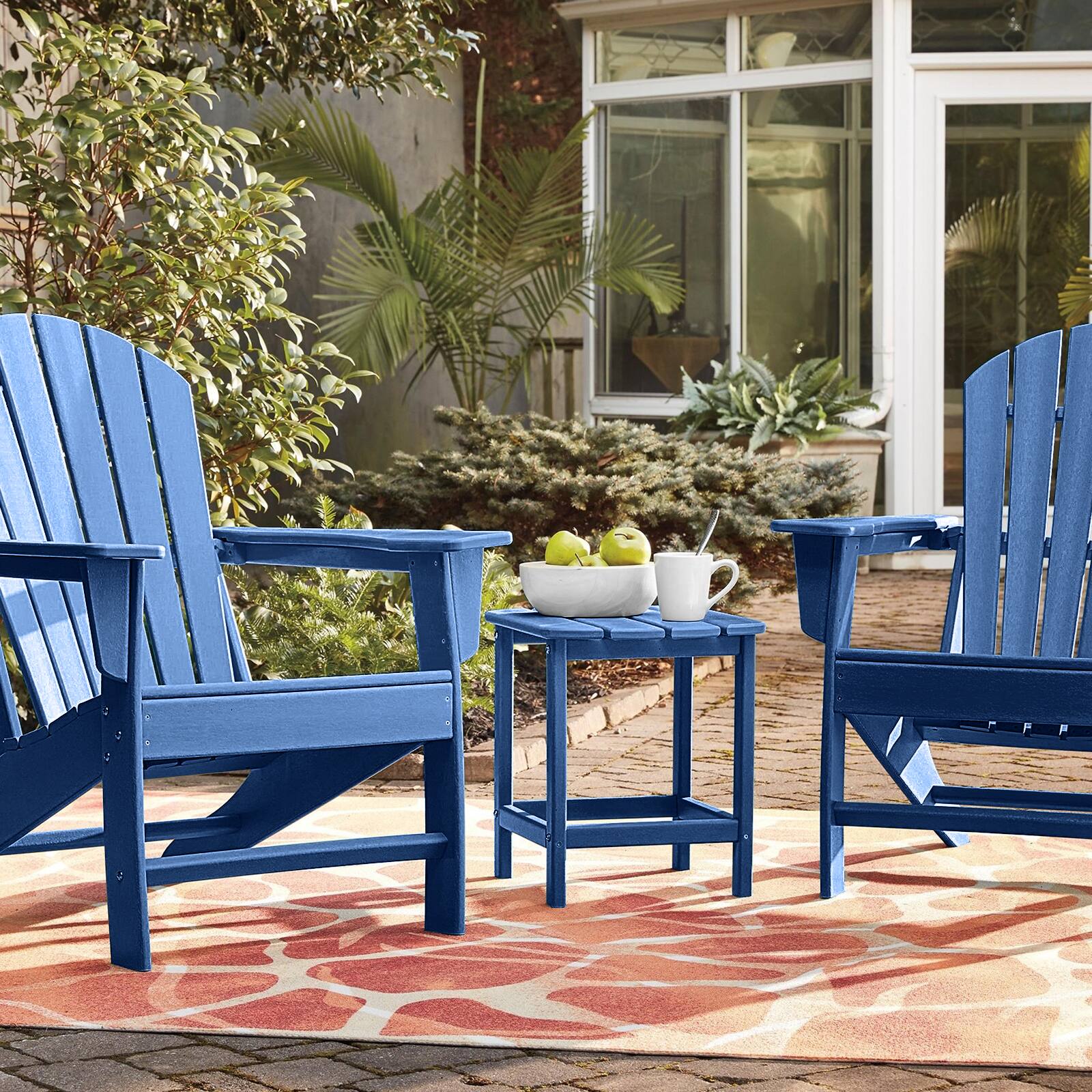 Alt View 4. Gymax - Gymax 2 PCS 18'' Patio Adirondack Side Table Weather Resistant HDPE Garden Navy - Blue.