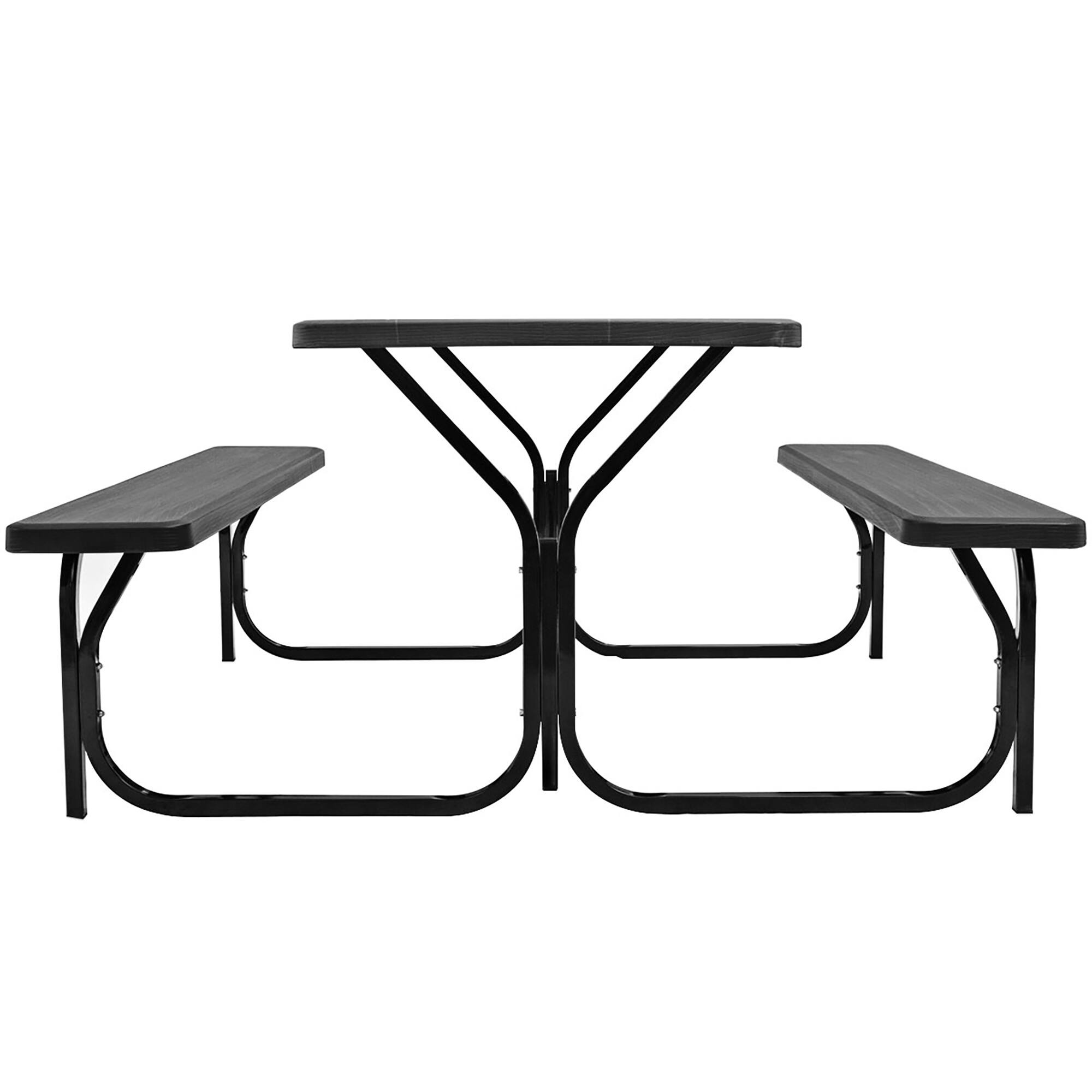 Alt View 3. Costway - Costway Picnic Table Bench Set Outdoor Backyard Iron Patio Garden Party Dining All Weather - Black.