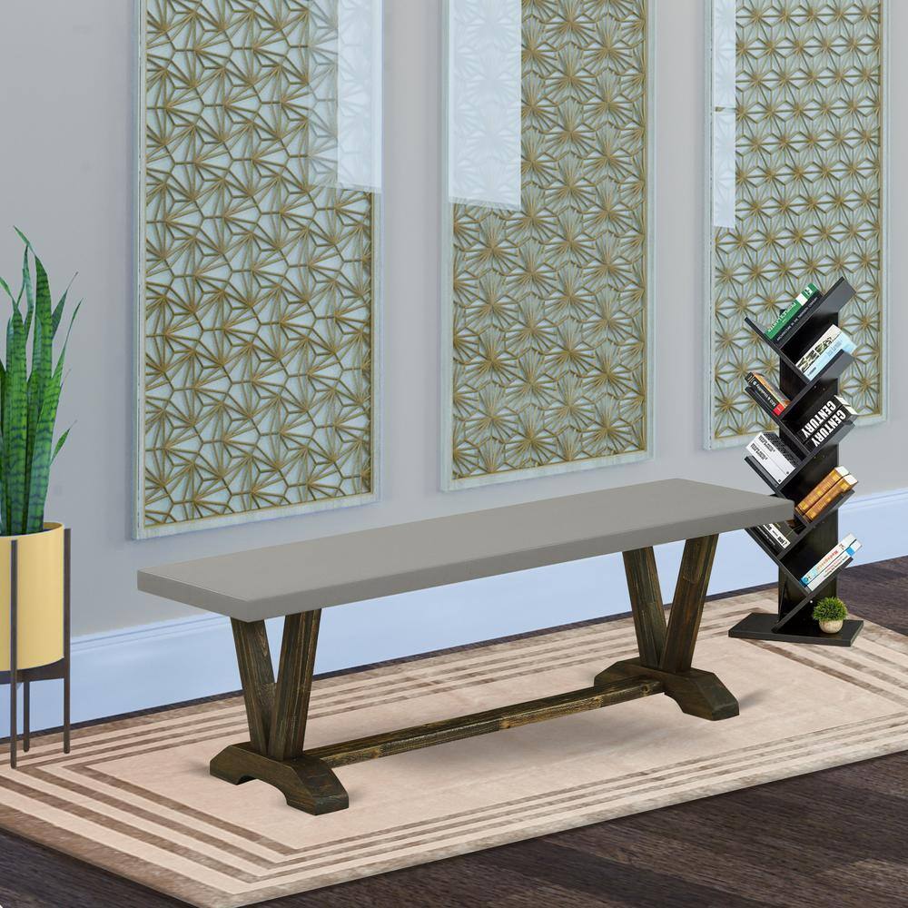 Back. East West Furniture - East West Furniture V-Style Modern Dining Room Bench with Solid Wood Seat - Brown.