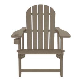 WestinTrends - Azura Tool-Free Assembly Outdoor Patio HDPE Plastic Adirondack Chair with Cup Holder - Weathered Wood