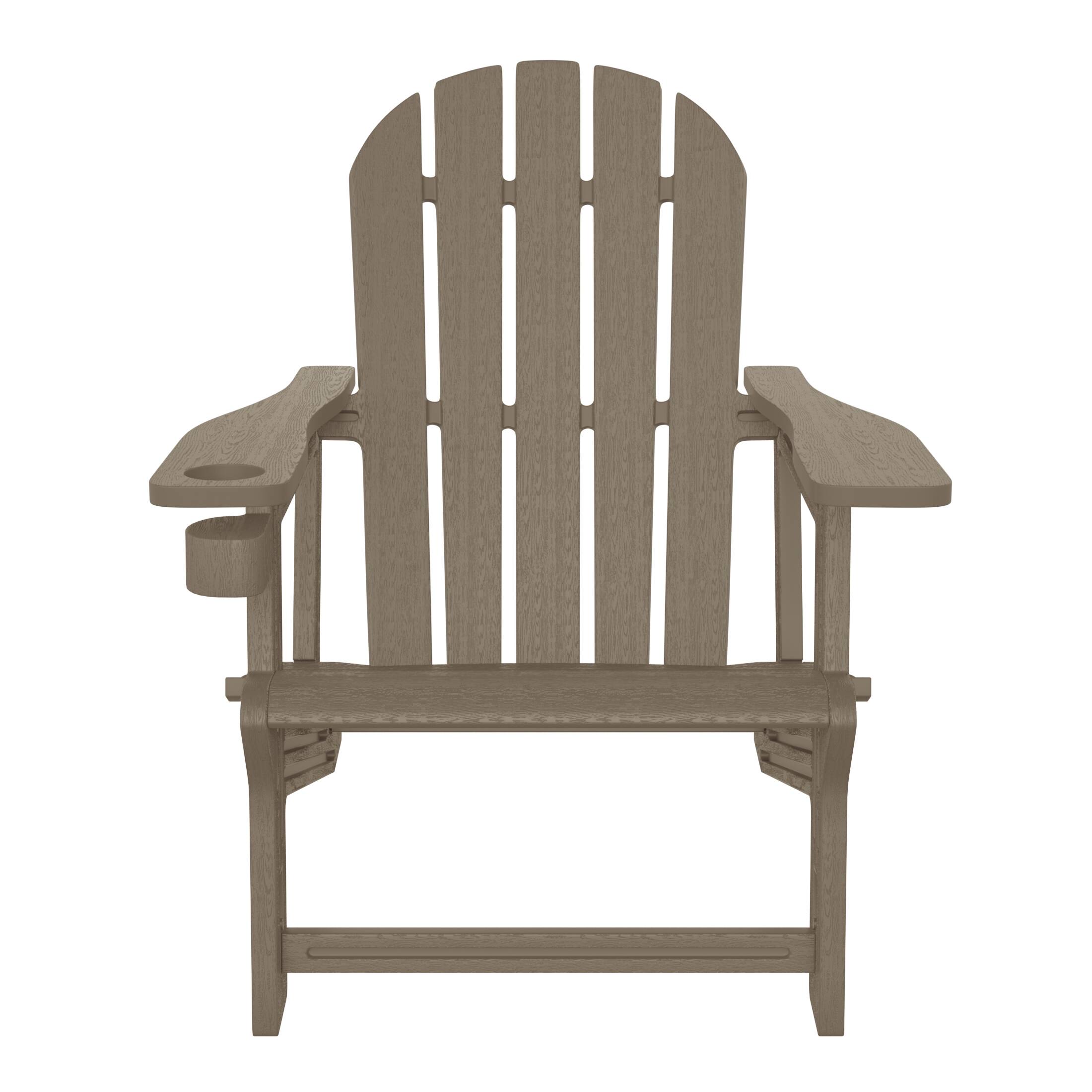 Front. WestinTrends - WestinTrends Azura Tool-Free Assembly Outdoor Patio HDPE Plastic Adirondack Chair with Cup Holder - Weathered Wood.