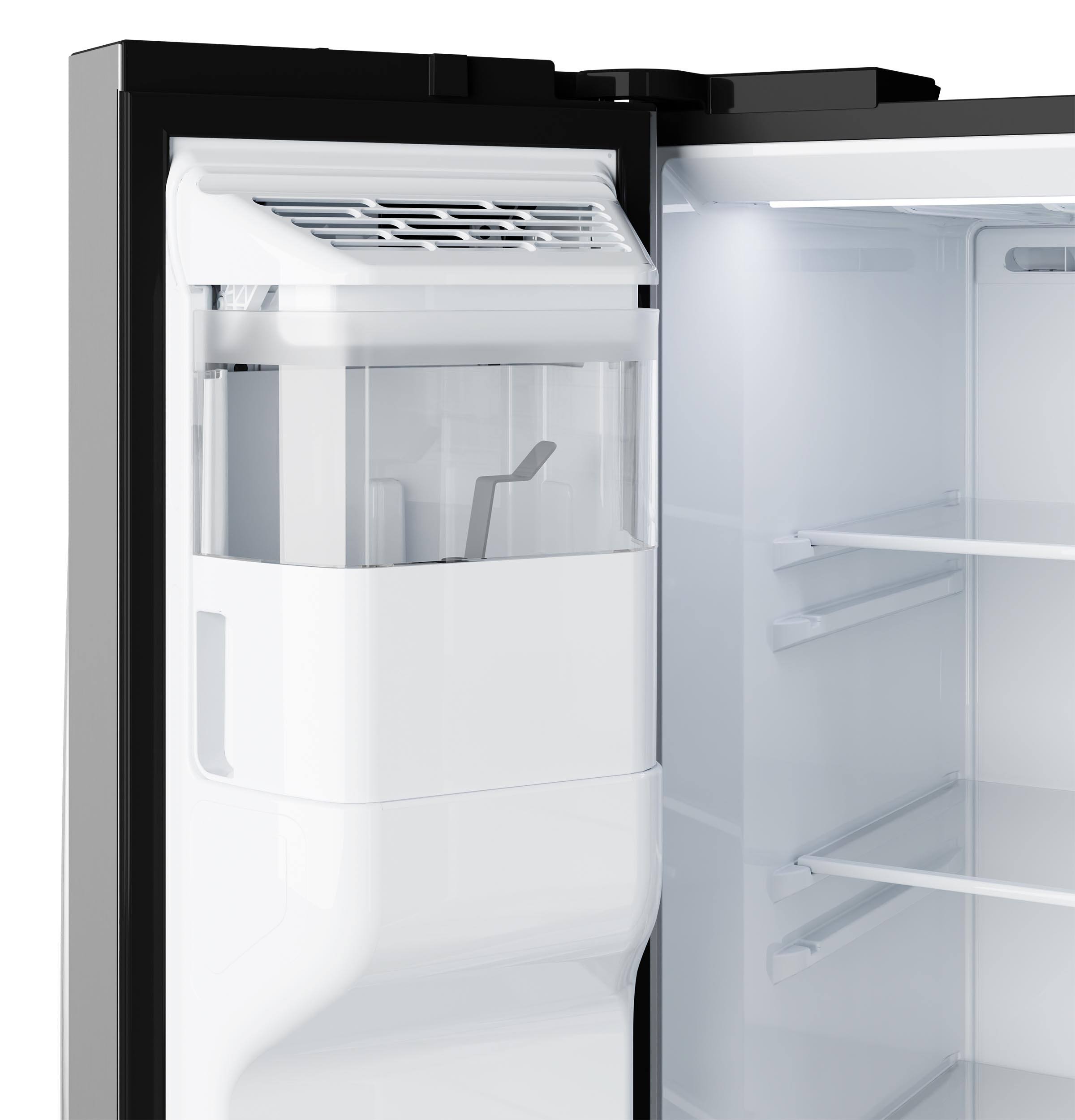 Alt View 29. GE - 36 in. Wide 23.6 Cu. Ft. Counter Depth Side-By-Side Refrigerator with Extra Tall Dispenser and In-Door Icemaker - Stainless Steel.