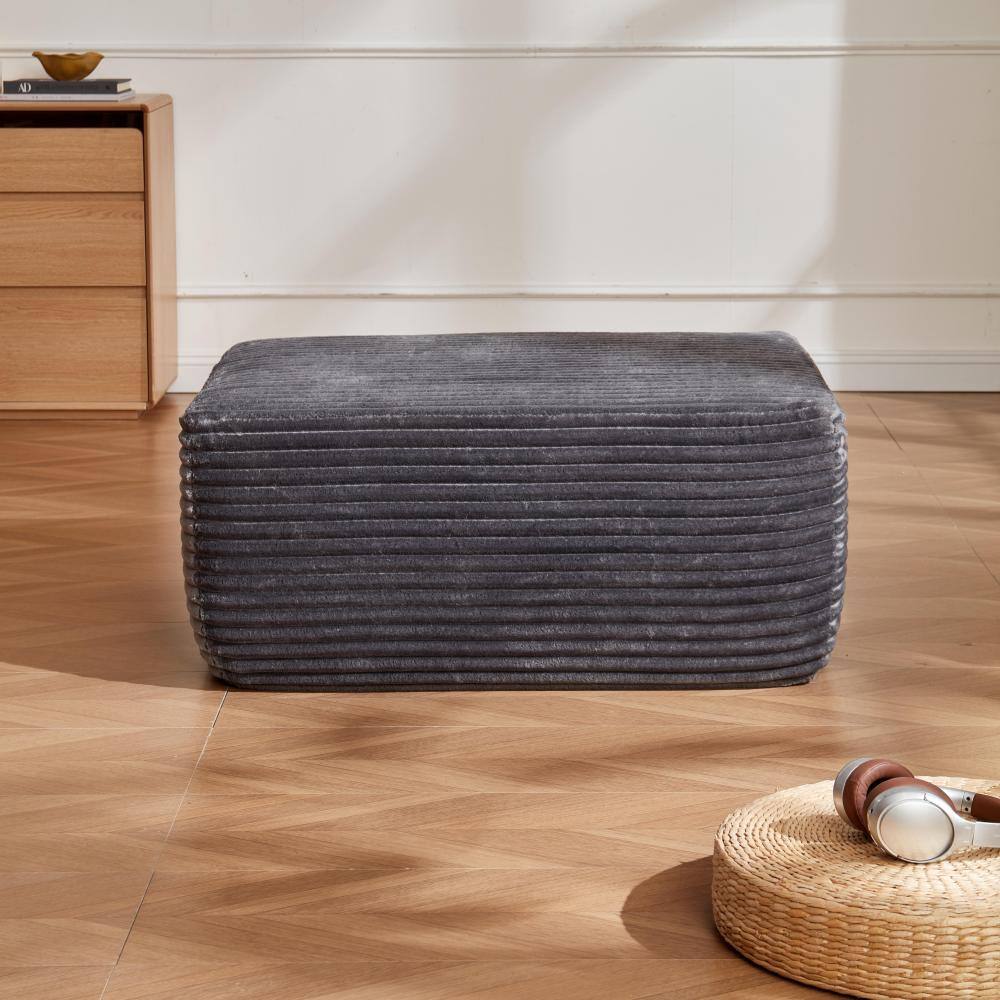 Front. PDTEND - Contemporary Grey Ottoman for Living Room and Bedroom - Grey.