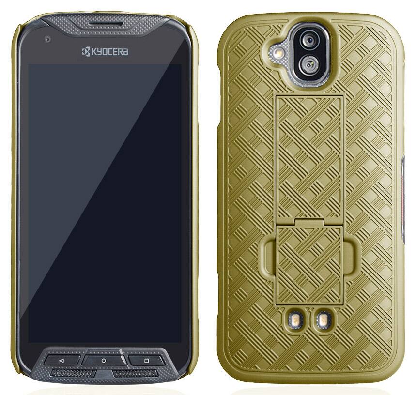 Alt View 4. Nakedcellphone - Slim Case for Kyocera DuraForce Pro Phone (with Kickstand) - Gold.
