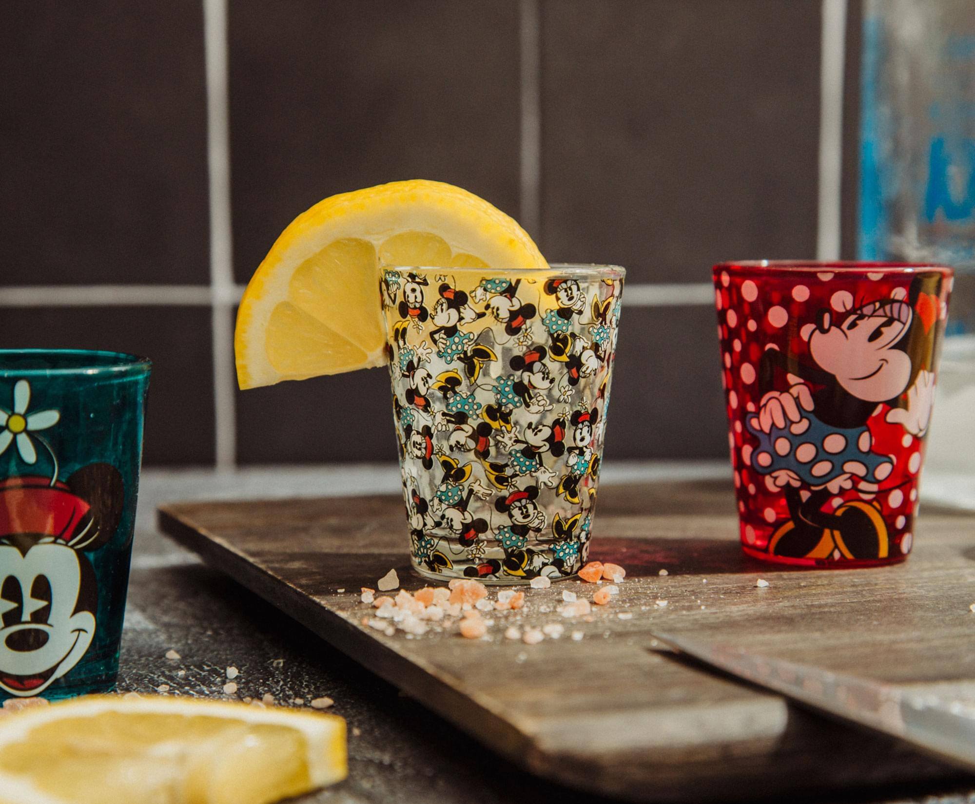 Alt View 4. Disney - Disney Vintage Minnie Mouse 2-Ounce Mini Shot Glasses | Set of 4 - Red.