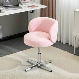 Winado - Small Swivel Desk Chair Comfy no Wheels,Ergonomic Support Vanity Nail Tech Computer Task Stool Chair for Home Office - Pink
