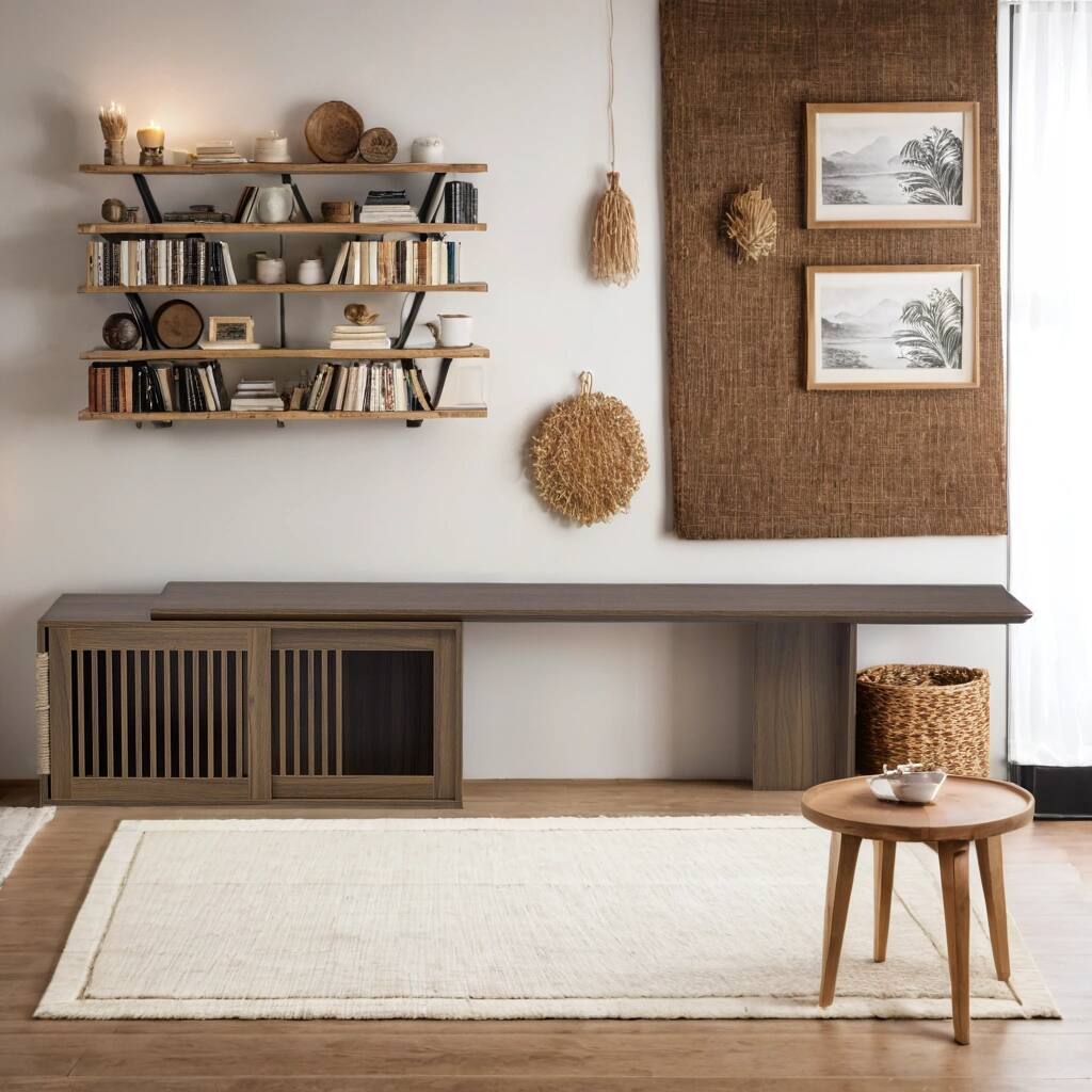 Left. Dexmalle - Dexmalle Modern 2 in 1 Cat Furniture 78" Extendable Walnut TV Stand (up to 100") - Walnut.