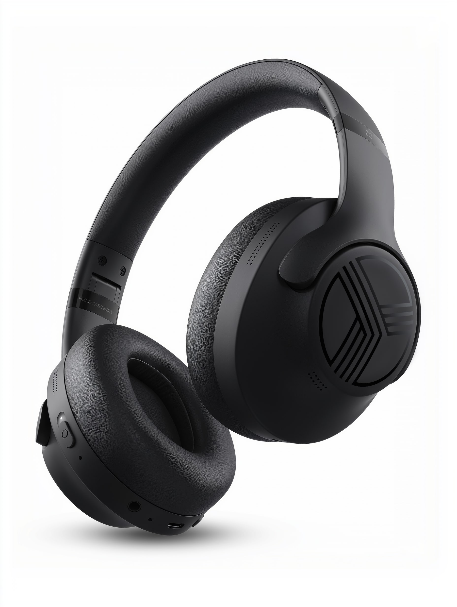 TREBLAB - Z2 ANC Workout Headphones, Signature HD Sound, Deep Bass, 58H Battery, Foldable Over Ear Bluetooth - Black with black logo