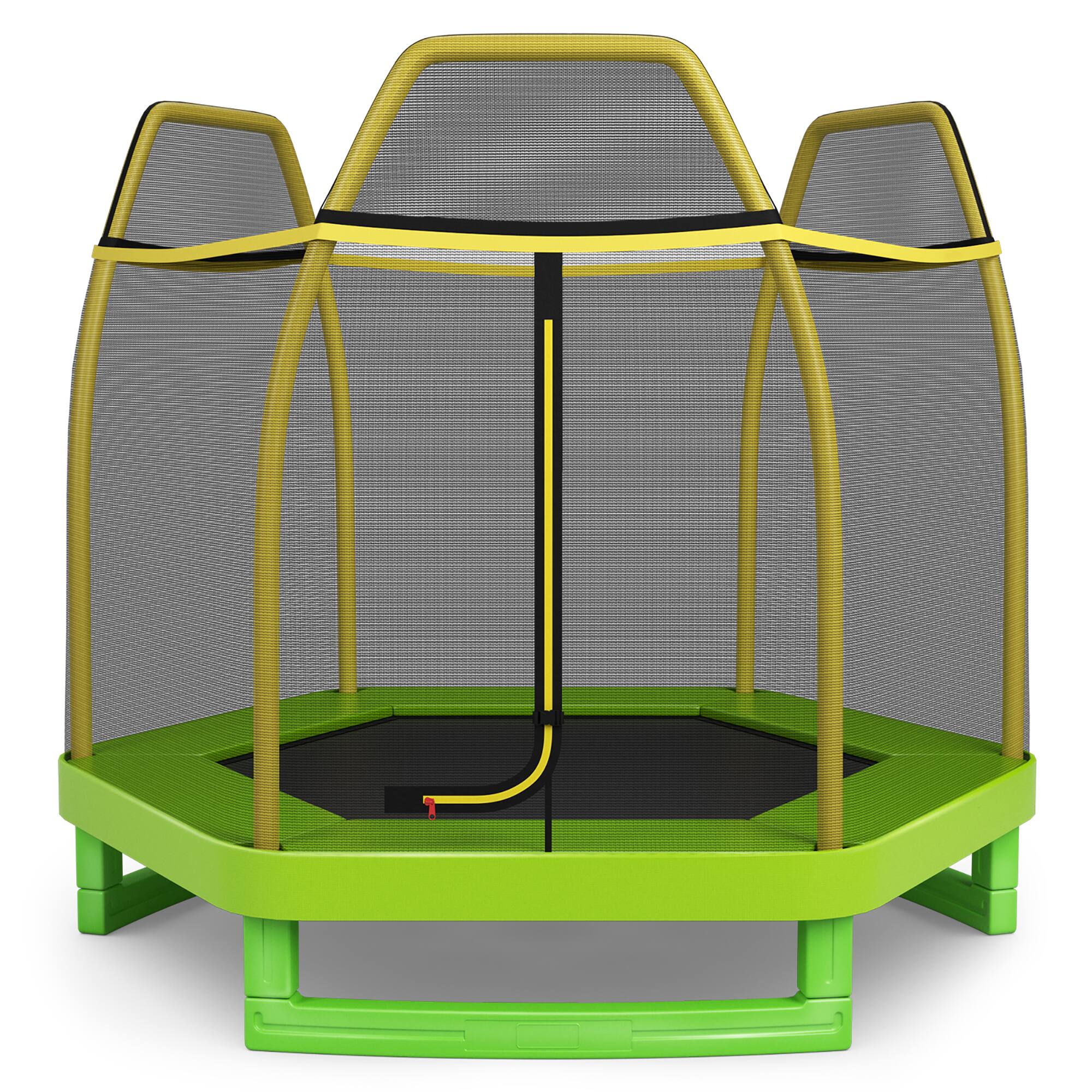 Alt View 9. Costway - Costway 7FT Kids Trampoline Outdoor Indoor Recreational Bounce Jumper - Yellow Pole,Green Mat.