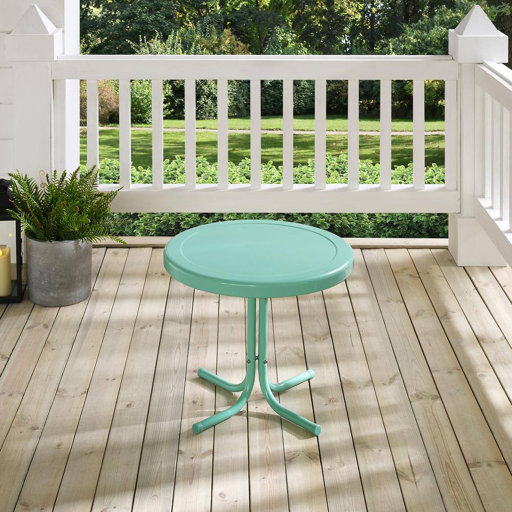 Alt View 1. Crosley Furniture - Griffith Retro Outdoor Side Table - Aqua Gloss.