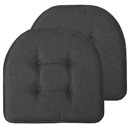 Sweet Home Collection - Solid Color U Shaped Memory Foam 17" x 16" Chair Cushions, 2-Pack - Charcoal