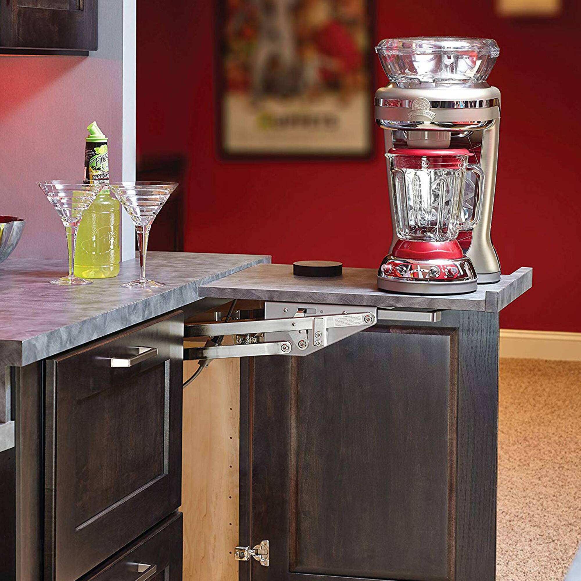 Alt View 5. Rev-A-Shelf - Rev-A-Shelf Mixer/Appliance Lifting System for Kitchen Base Cabinet, RAS-ML-HDSC - Zinc.