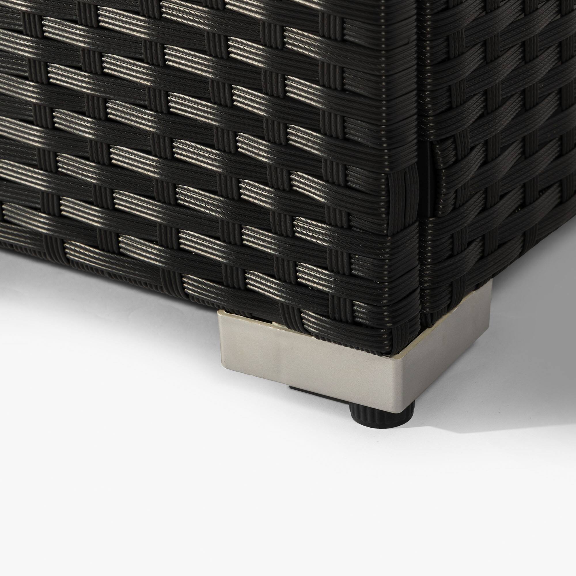 Alt View 5. Mondawe - 32" Propane Gas Fire Pit Table with Propane Tank Cover and Wicker Base - Dark Gray.