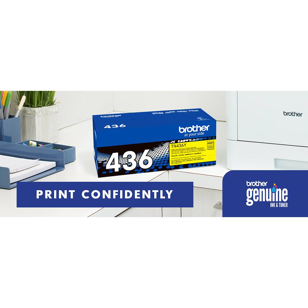 - S - - - - 436 brother at your side S : TN436Y | - : I - C : : : :  + - - - | i - 436 . - - - PRINT CONFIDENTLY brother brother genuine INK & TONER