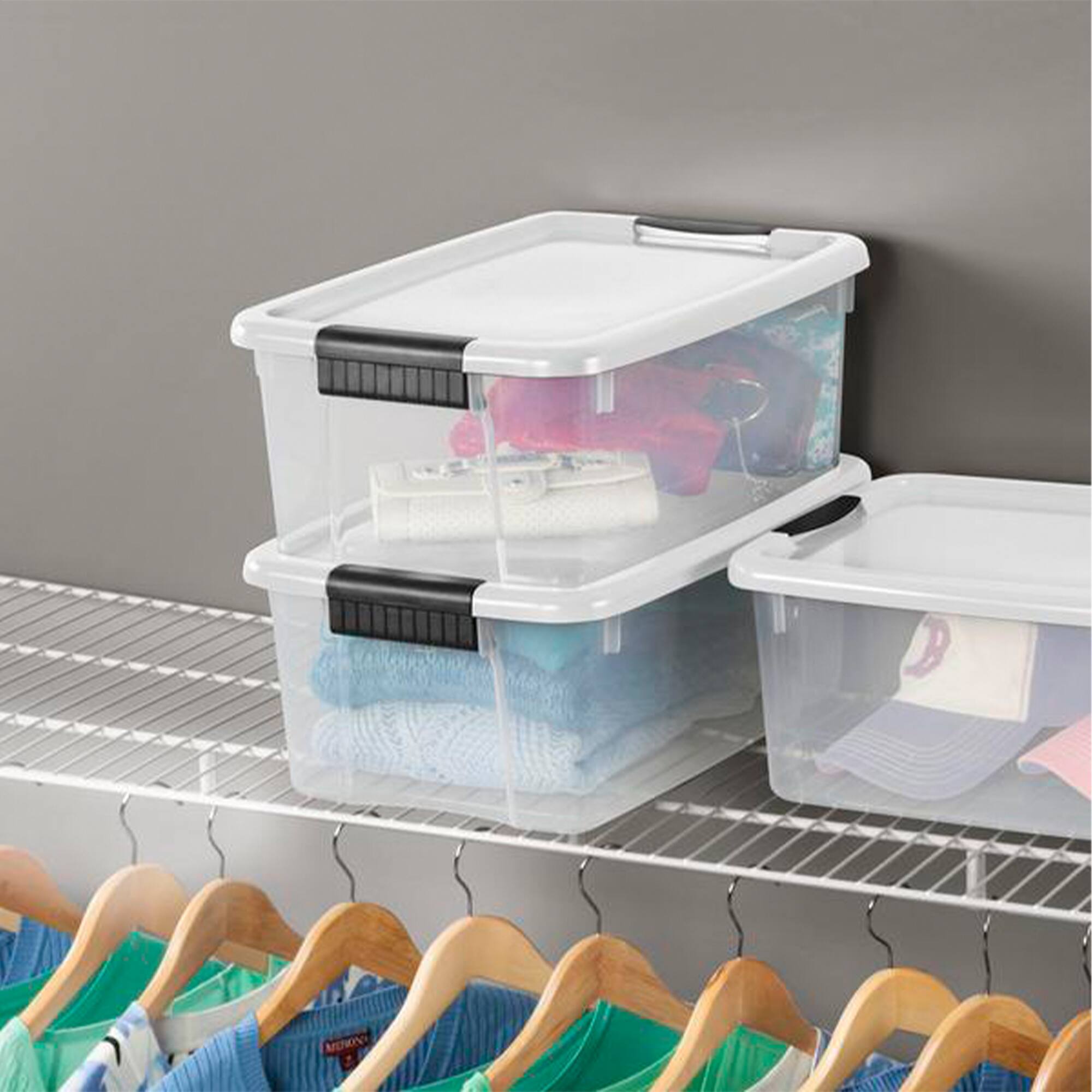 Alt View 5. Sterilite - Sterilite 30 Qt 6-Pack & 18 Qt 6-Pack Clear Plastic Stackable Storage Bin w/ Lid.