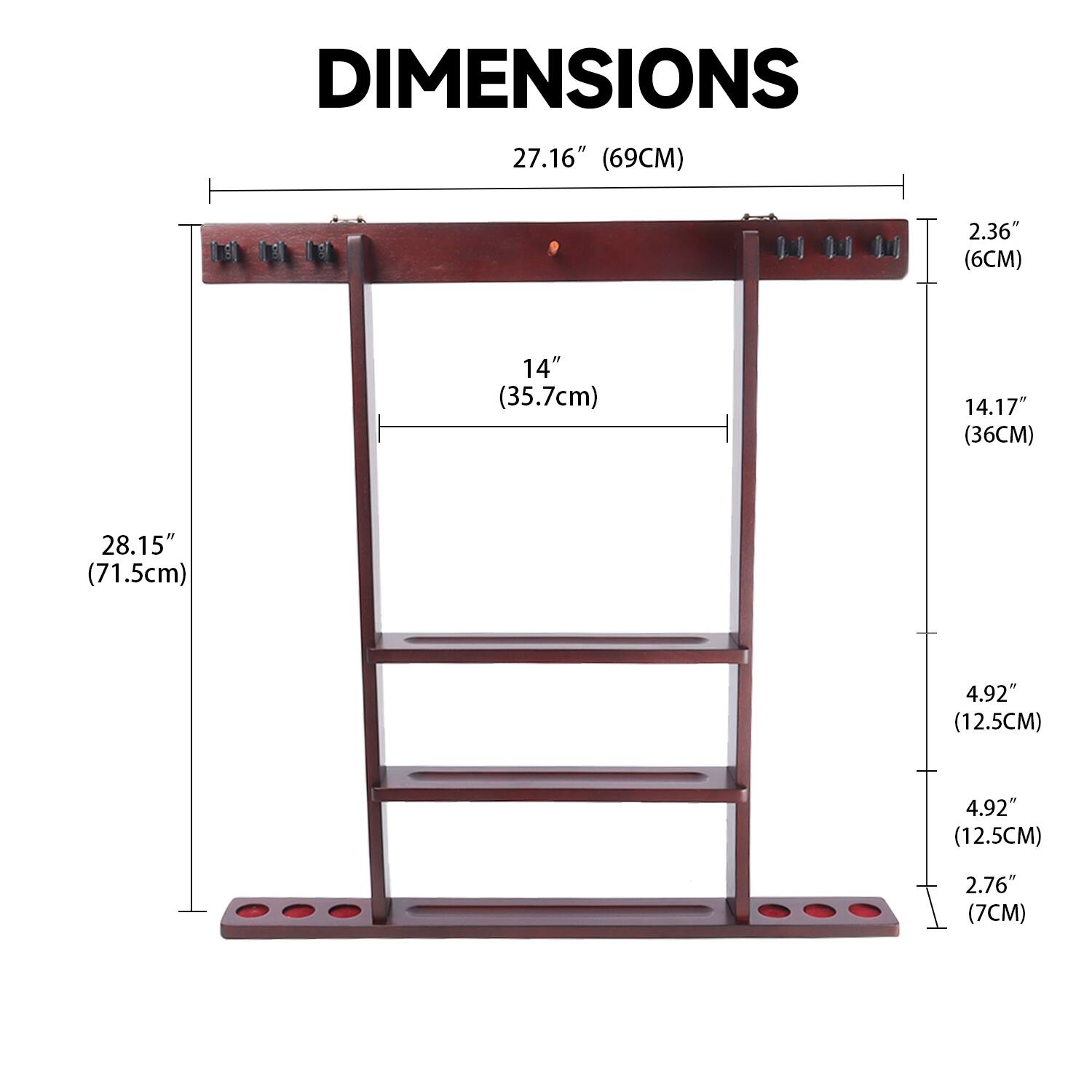 DIMENSIONS
27.16" (69CM)
2.36" (6CM)
14" (35.7cm)
14.17" (36CM)
28.15" (71.5cm)
4.92" (12.5CM)
4.92" (12.5CM)
2.76" (7CM)