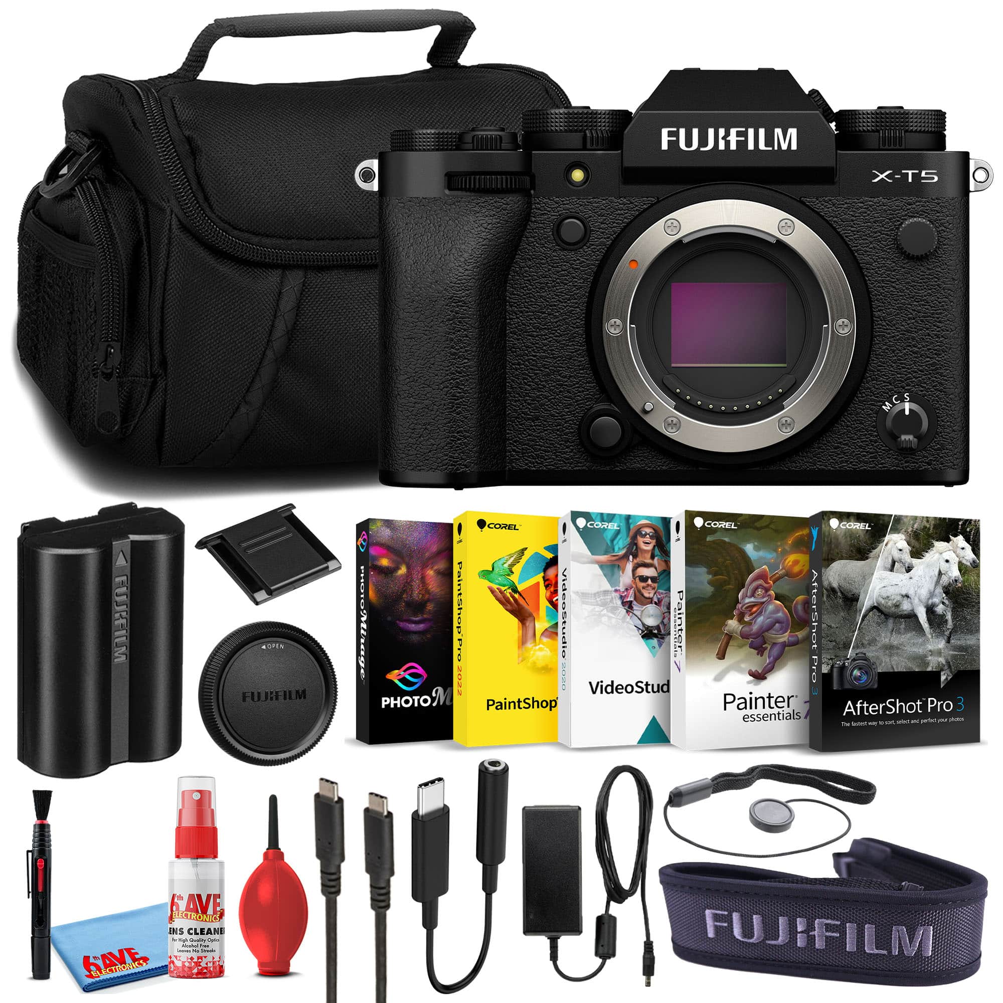Fujifilm - X-T5 Mirrorless Camera (Body Only) (Black) Corel Software Bundle
