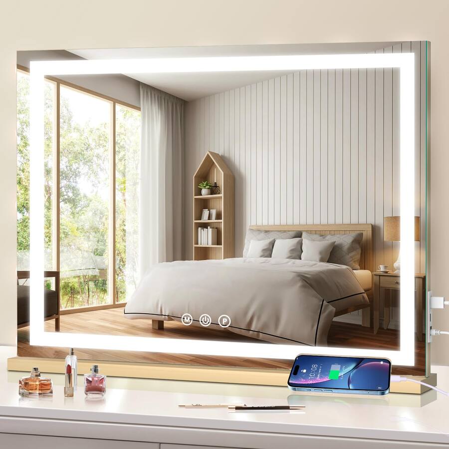 HM 1810 Large Lighted Vanity Mirror Light Up Make With Smart Touch ...