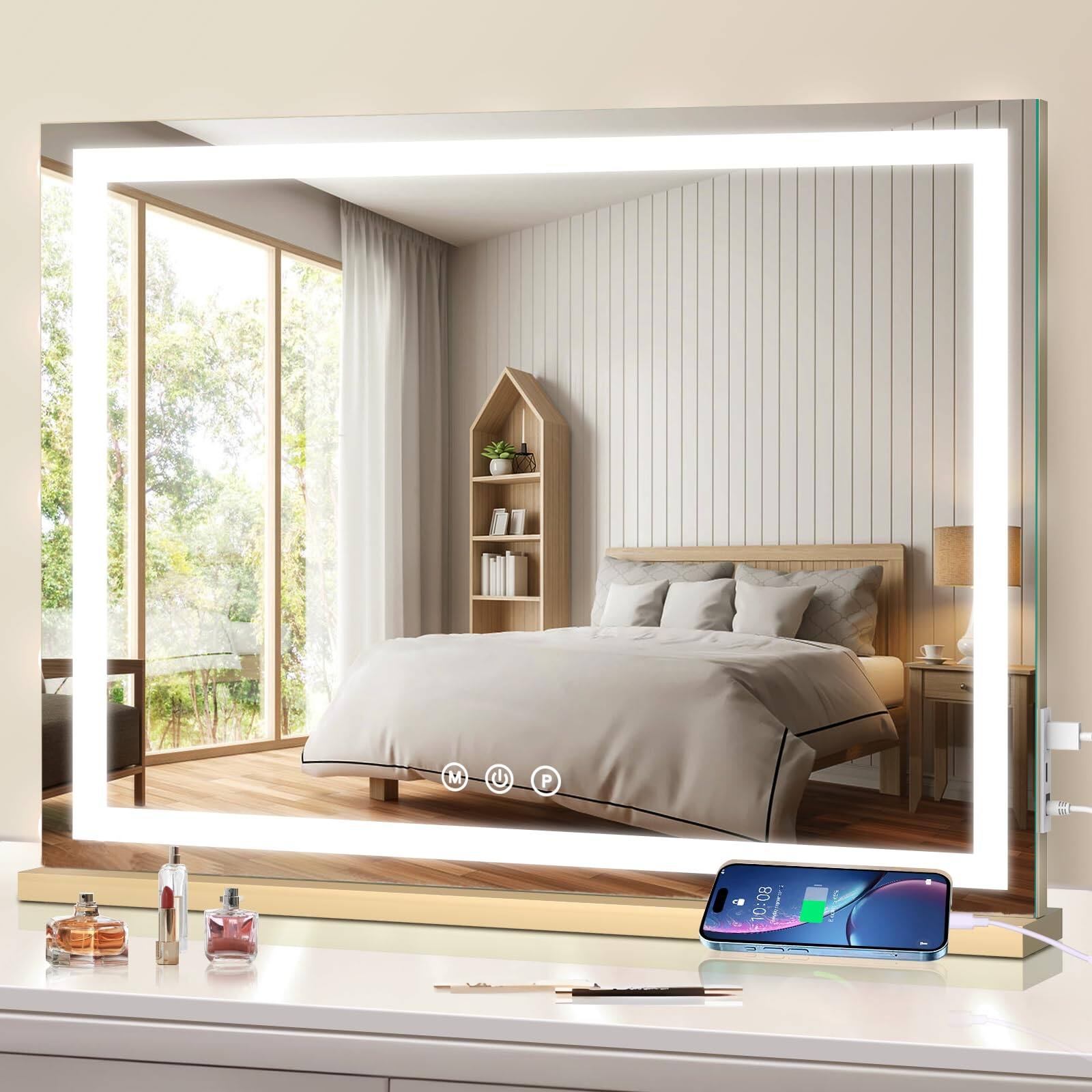 HM 1810 Large Lighted Vanity Mirror Light Up Make With Smart Touch ...