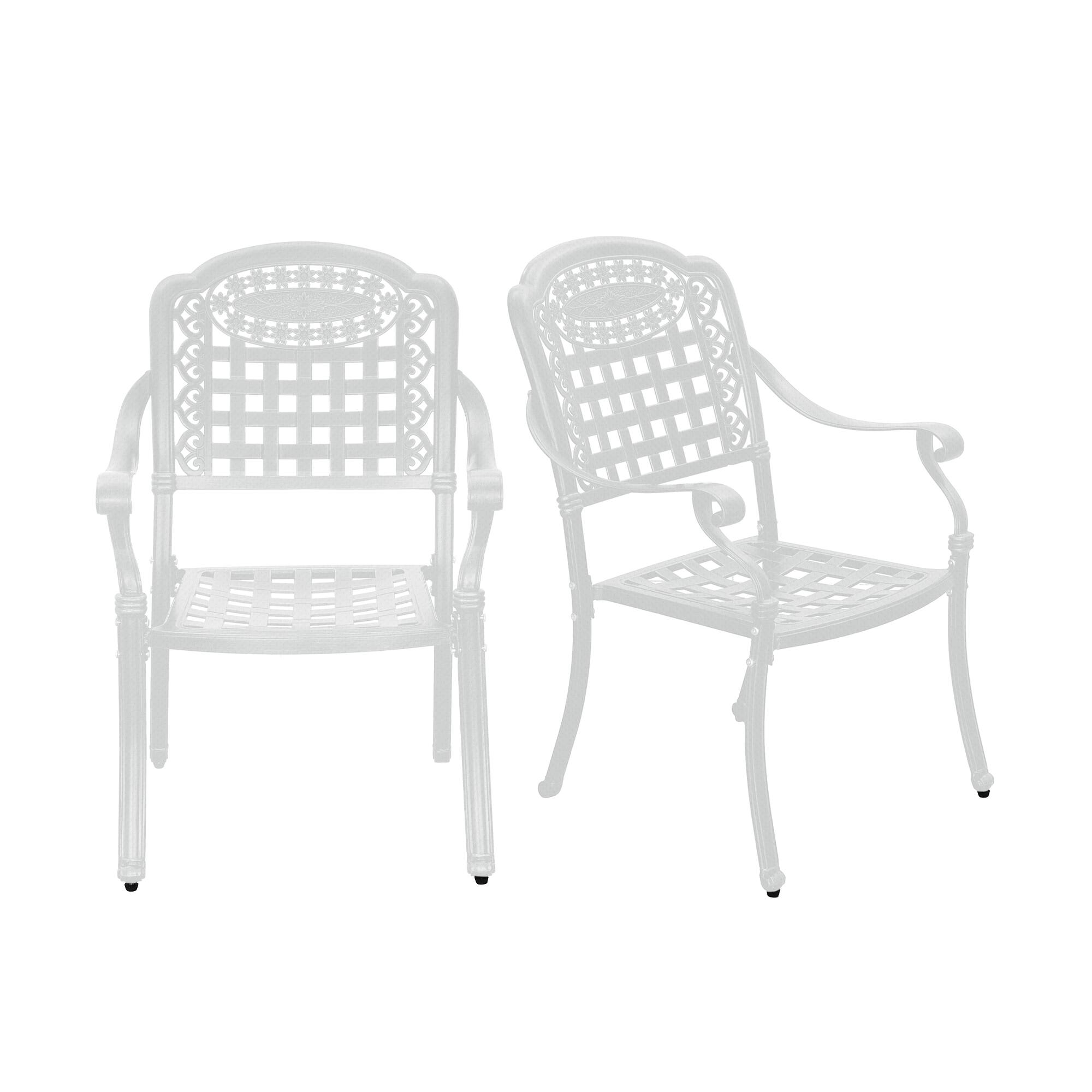 Back. Mondawe - 2 Piece Cast Aluminum Dining Chair - White.
