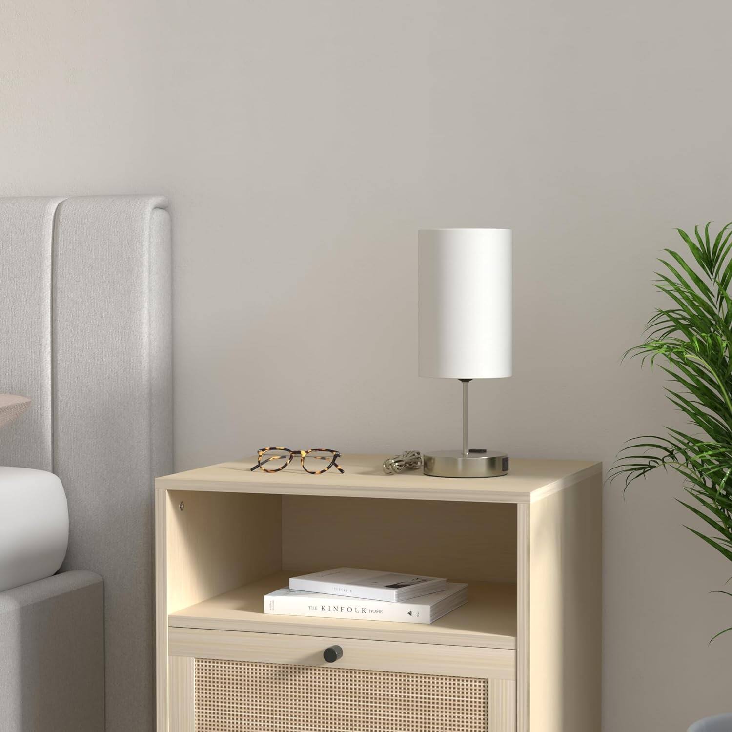 Alt View 3. Nordic Hygge - Set of 2 Touch Control Table Lamps with USB Ports & AC Outlet 3-Way Dimmable - multicolor.