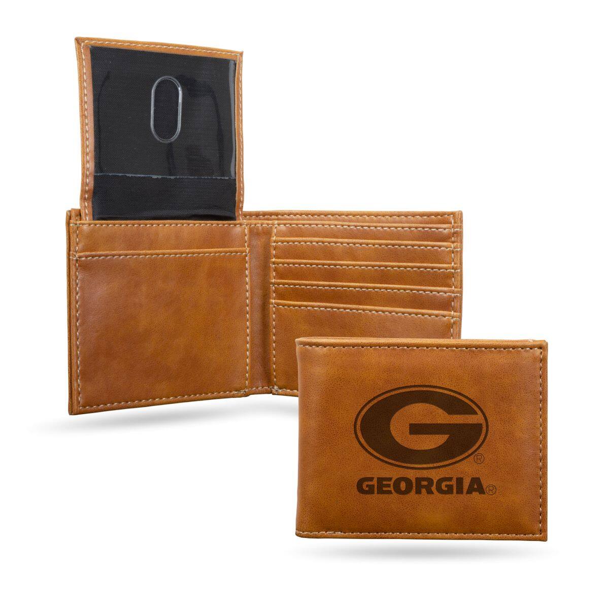 Front. Rico Industries - Georgia Bulldogs Brown Bilfold Wallet with clear ID display - Multi.