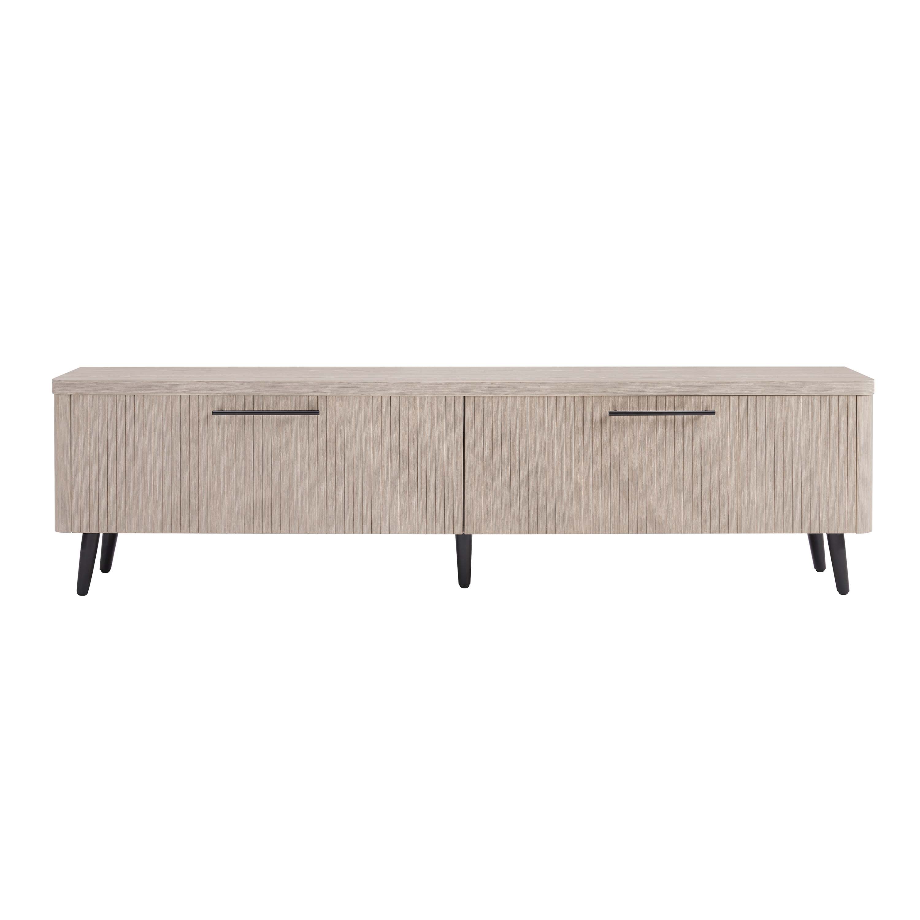 Front. Manhattan Comfort - Jodie Mid-Century Modern 69" Fluted TV Stand in Whitewashed Oak - Whitewashed Oak.