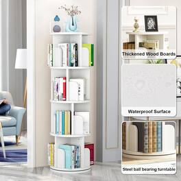 Acekool - Rotating Bookshelf, 4-Tier Bookcase Storage Rack for Kids & Adults - White