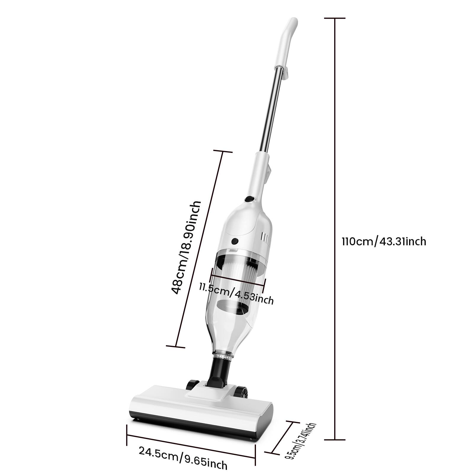 48cm/18.90inch  
11.5cm/4.53inch  
110cm/43.31inch  
24.5cm/9.65inch  
9.5cm/3.74inch