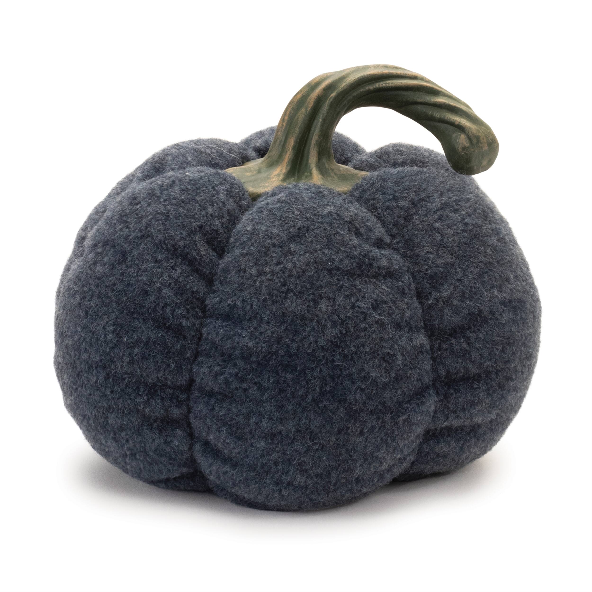 Angle. BreeBe - Plush Pumpkin Decor (Set of 3) - Silver, Brown, Black.