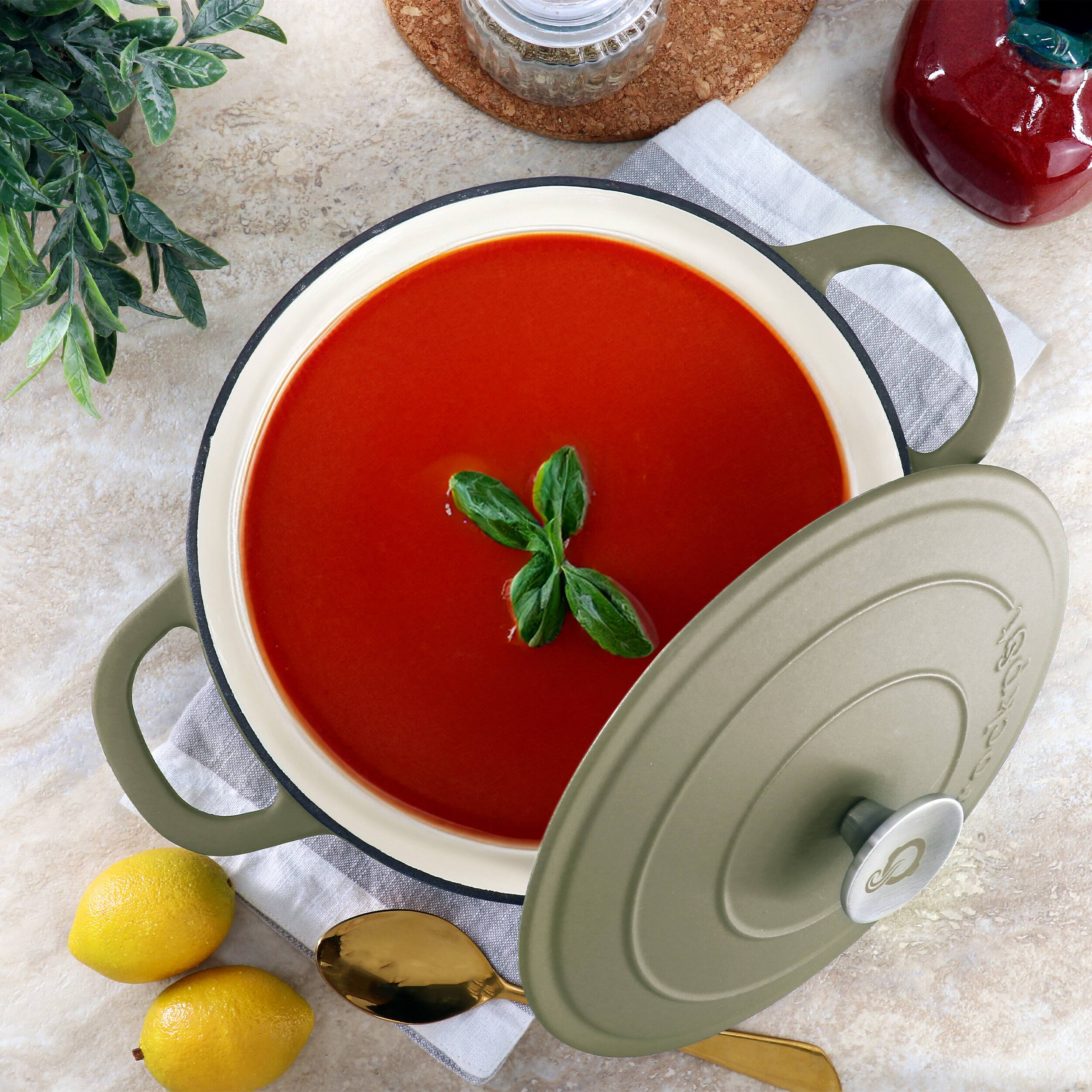 Alt View 5. Crockpot - Crockpot Artisan 5 Quart Enameled Cast Iron Dutch Oven in Matte Green - Matte Green.