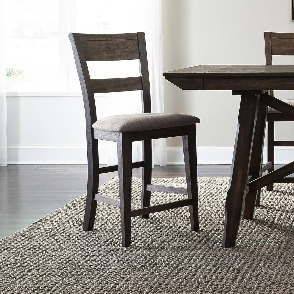 Alt View 5. Liberty Furniture Industries - Double Bridge Splat Back Counter Chair (RTA)-Set of 2 in Dark Chestnut - Brown.