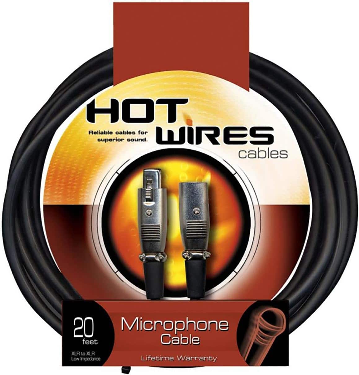 On Stage Stands - On-Stage Hot Wires Economy XLR Microphone Cable, 20 Feet - Black