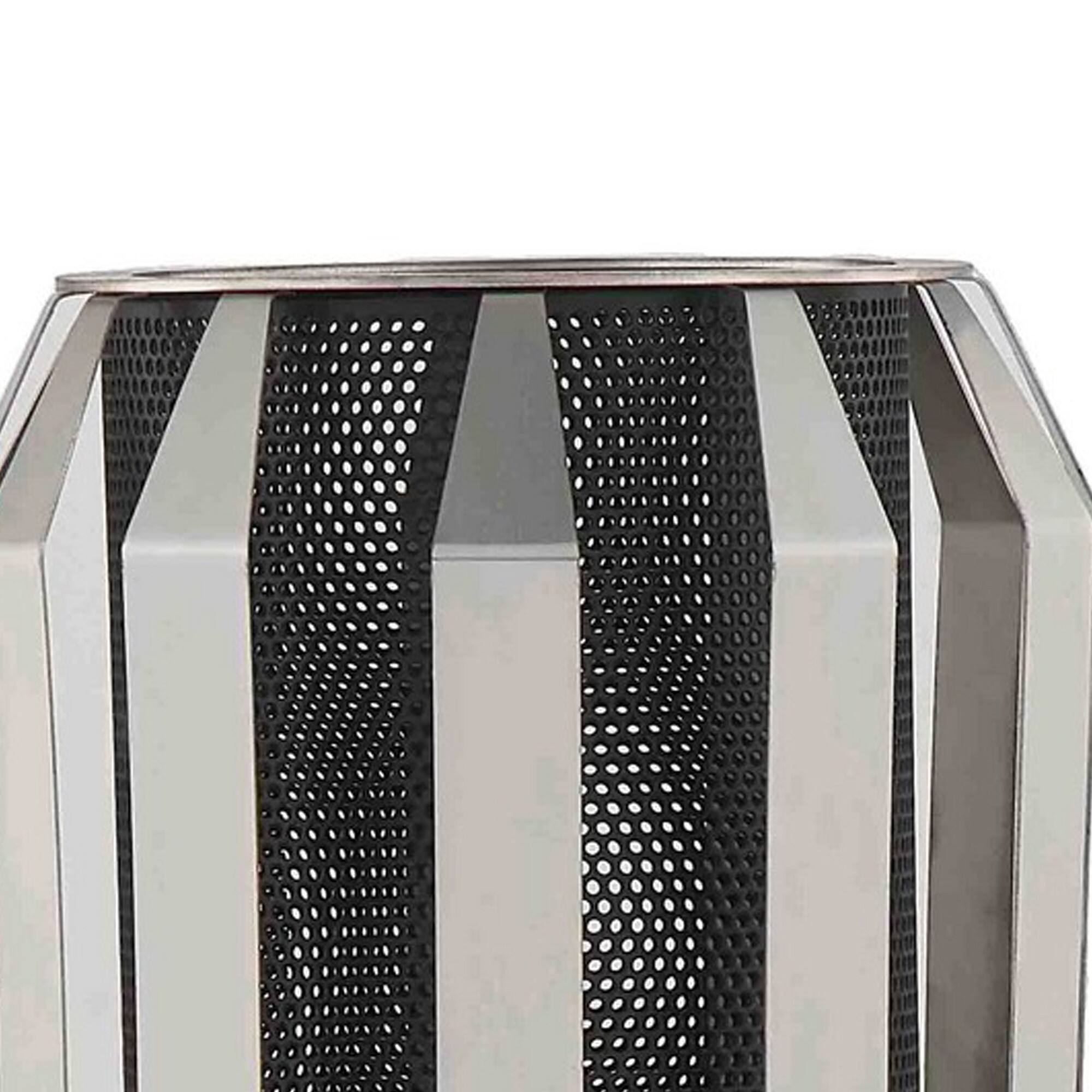 Left. Manhattan Lane - Pin 13 Inch Table Lamp, Accent Cylinder Metal Shade, Round Base - Black, Gray.