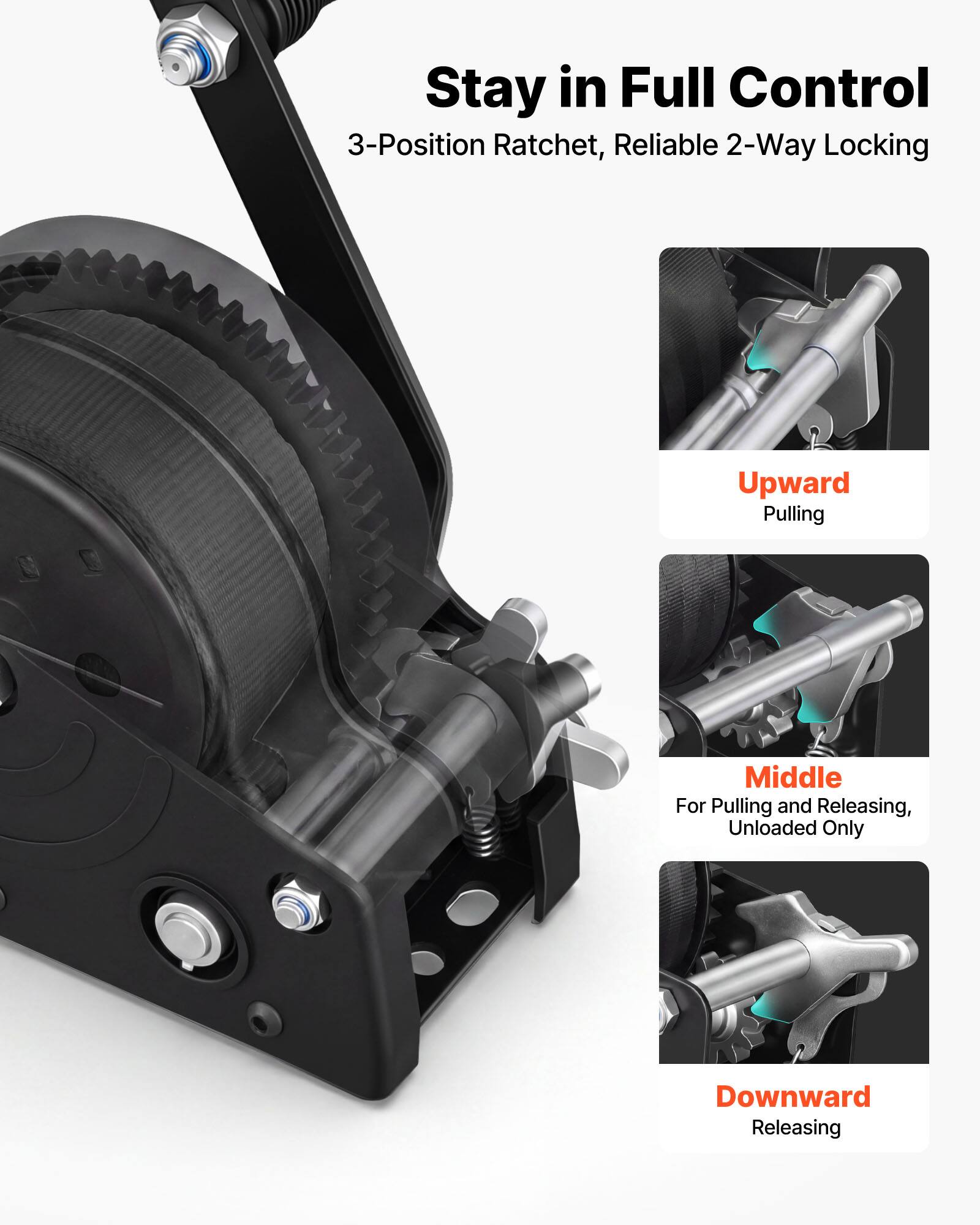 VEVOR Boat Winch, 1600 lbs Hand Winch, Heavy Duty Manual Rope Crank ...