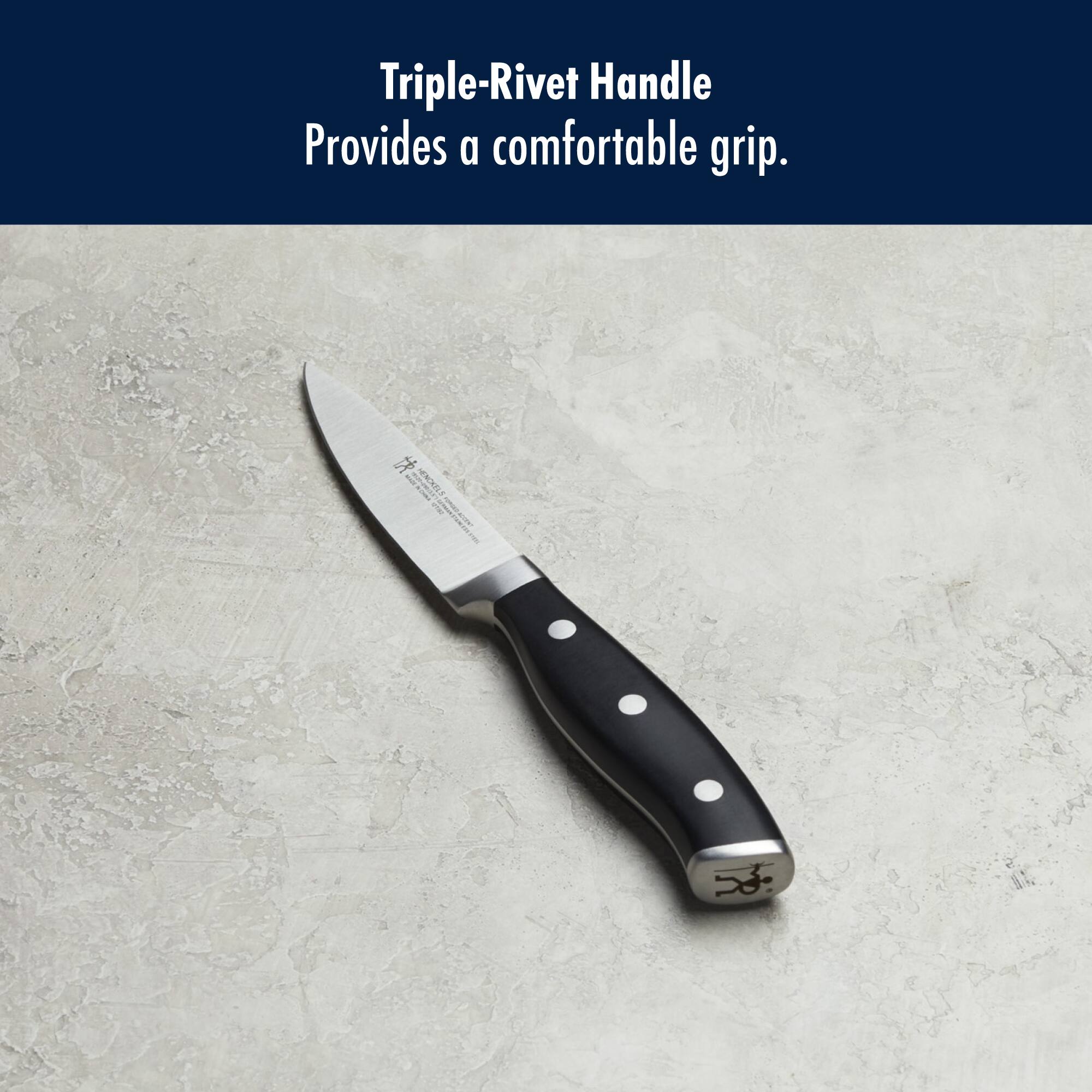 Triple-Rivet Handle  
Provides a comfortable grip.
