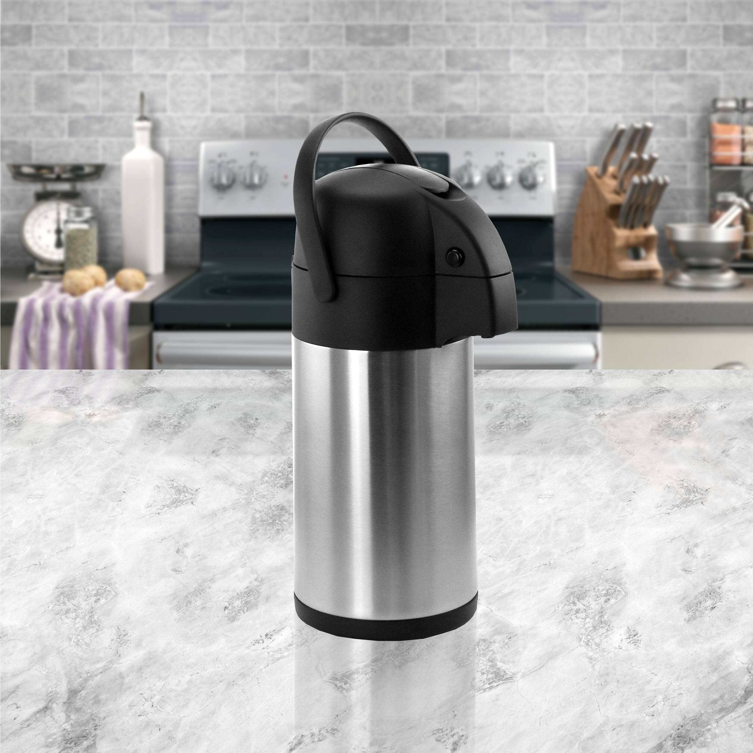 Alt View 1. MegaChef - MegaChef 3.17 Quart Stainless Steel Airpot, Hot Water Dispenser for Coffee and Tea - Silver and Black.