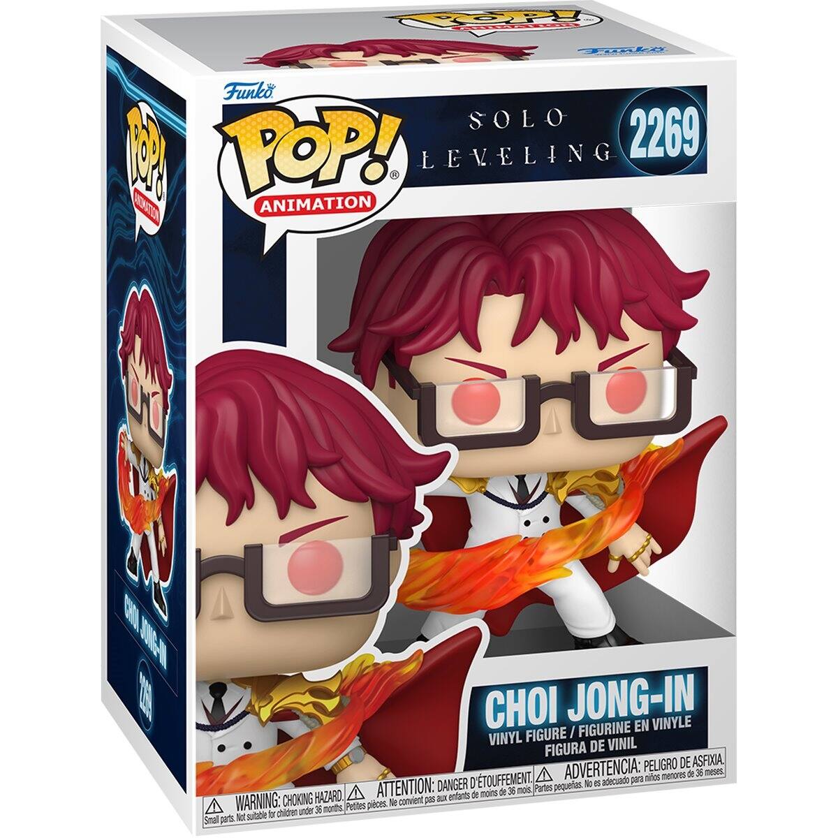 Funko POP! Animation  
SOLO LEVELING  
2269  

CHOI JONG-IN  
VINYL FIGURE / FIGURINE EN VINYLE / FIGURA DE VINIL  

WARNING: CHOKING HAZARD - Small parts. Not suitable for children under 36 months.  
ADVERTENCIA: PEQUEÑAS PIEZAS. NO ES ADECUADO PARA NIÑOS MENORES DE 36 MESES.  
ATTENTION: PETITES PIÈCES. NE CONVIENT PAS AUX ENFANTS DE MOINS DE 36 MOIS.