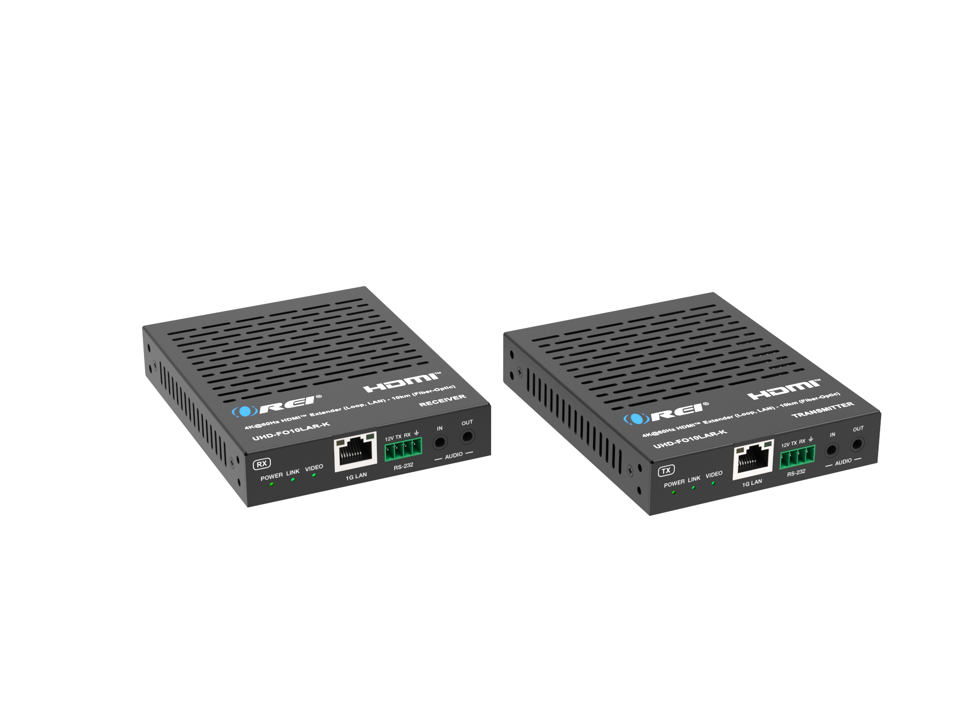 Orei - 4K@60Hz HDMI Over Fiber Optic Extender up to 10km with SDVoE Technology, Loop-Out, Audio embedding and Extraction – - Black