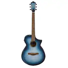 Ibanez - AEWC Series AEWC400 Acoustic Electric Guitar, Laurel Fretboard, Indigo Blue Burst Gloss