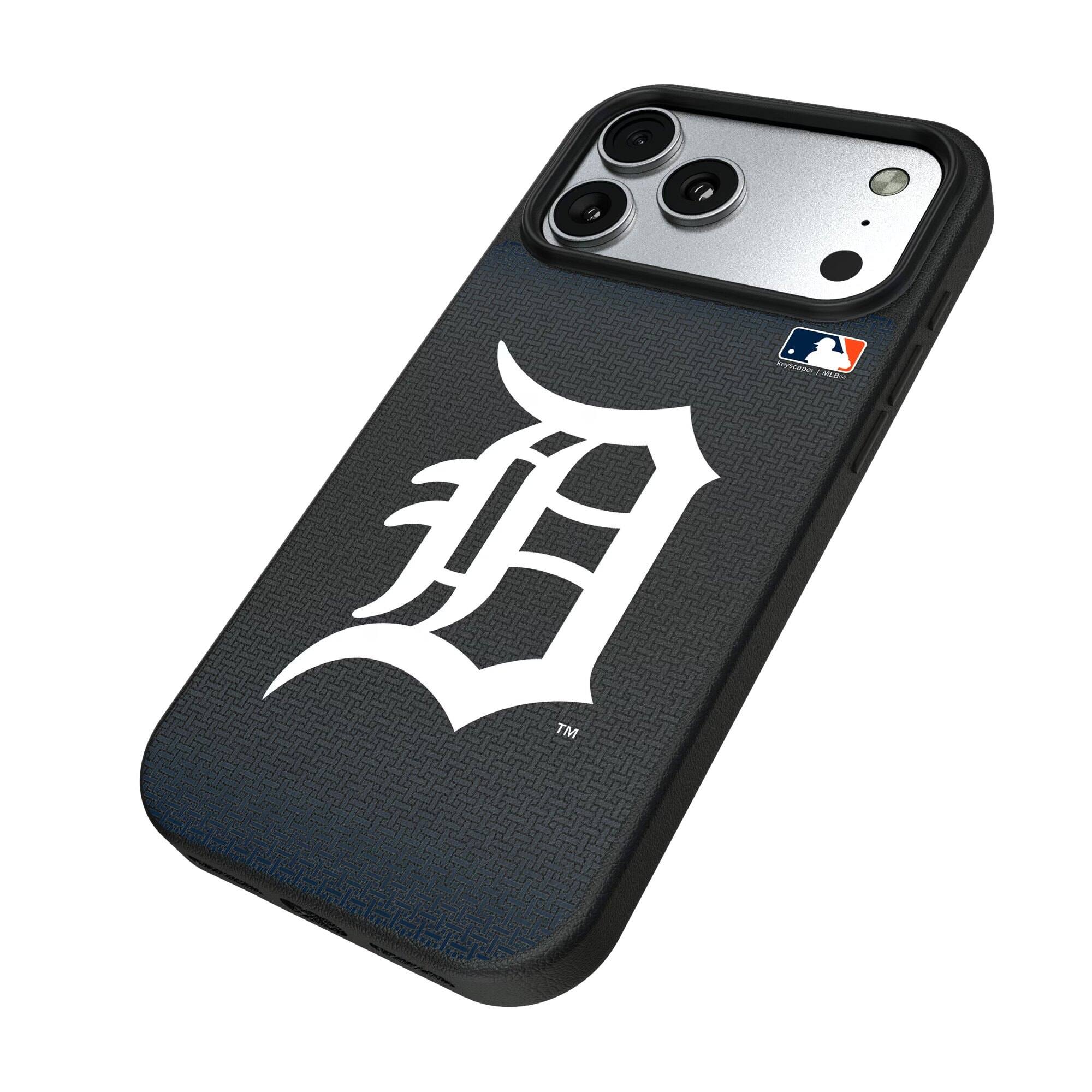 Alt View 1. Keyscaper - Detroit Tigers Linen Logo iPhone Magnetic Bump Case - 15 - Black.