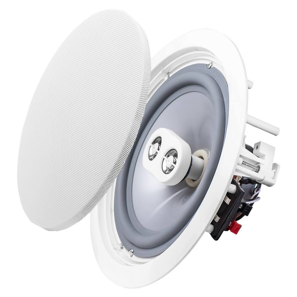 OSD Audio - 8" 150W Weather-Resistant Indoor/Outdoor Dual Voice Coil Stereo In-Ceiling Speaker (Single) - ICE800TTWRS - White