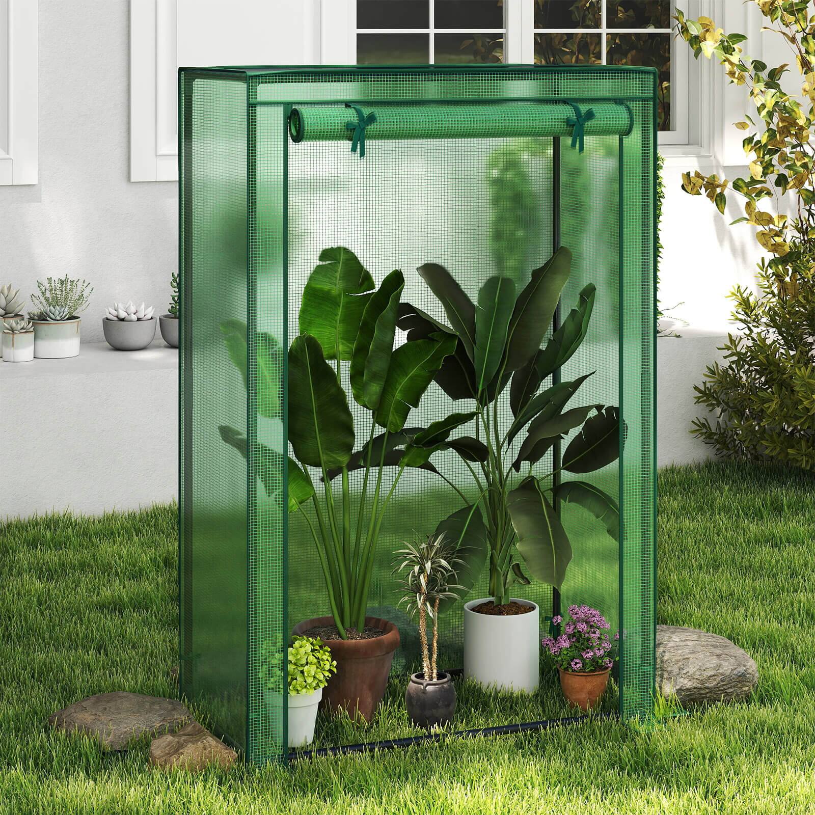 Alt View 1. Costway - Costway 39" x 20" x 59" Portable Mini Greenhouse with Roll-Up Zippered Door, Indoor Outdoor - Green.