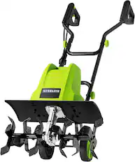 Front. Steelite - 18-Inch Corded Electric Tiller, 13.5-Amp Electric Tiller and Cultivator for Gardening, Lightweight Rototiller.